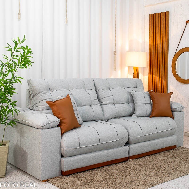 Sofá Retrátil Reclinável Verona 2.30m Linho Cinza Gelo 31 D28 Soft - Molas Ensacadas - Imagem 3