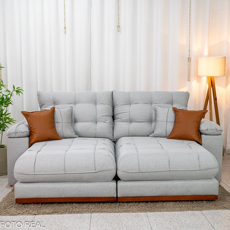 Sofá Retrátil Reclinável Verona 2.30m Linho Cinza Gelo 31 D28 Soft - Molas Ensacadas - Imagem 4