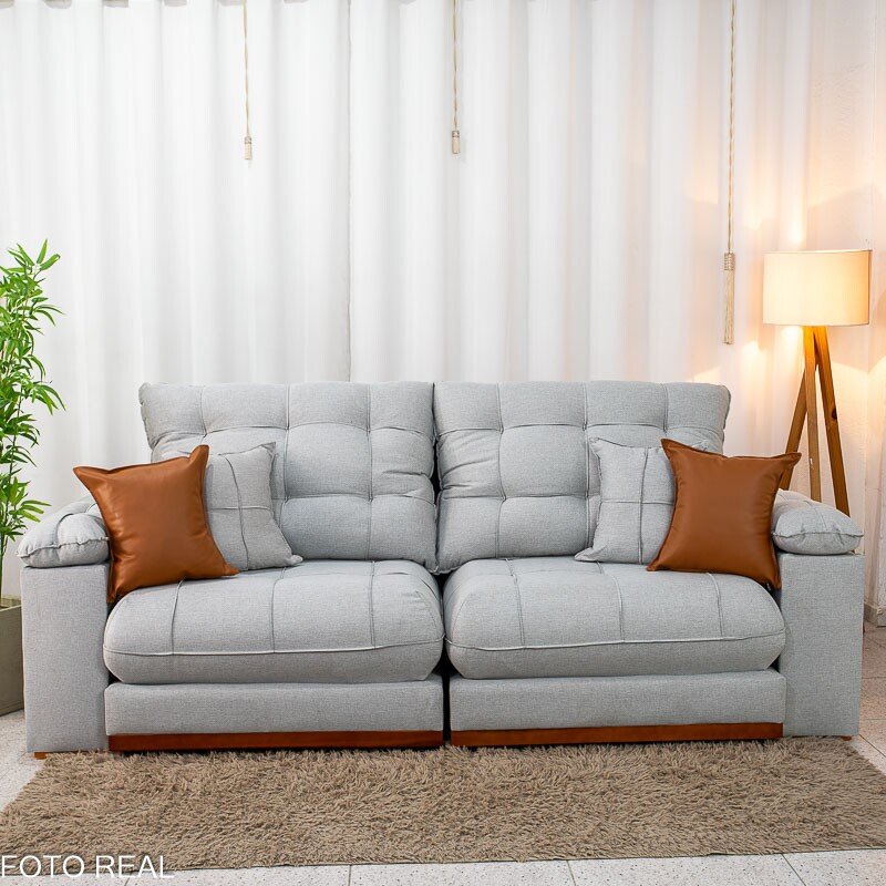 Sofá Retrátil Reclinável Verona 2.30m Linho Cinza Gelo 31 D28 Soft - Molas Ensacadas - Imagem 5