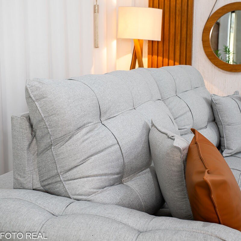 Sofá Retrátil Reclinável Verona 2.30m Linho Cinza Gelo 31 D28 Soft - Molas Ensacadas - Imagem 7