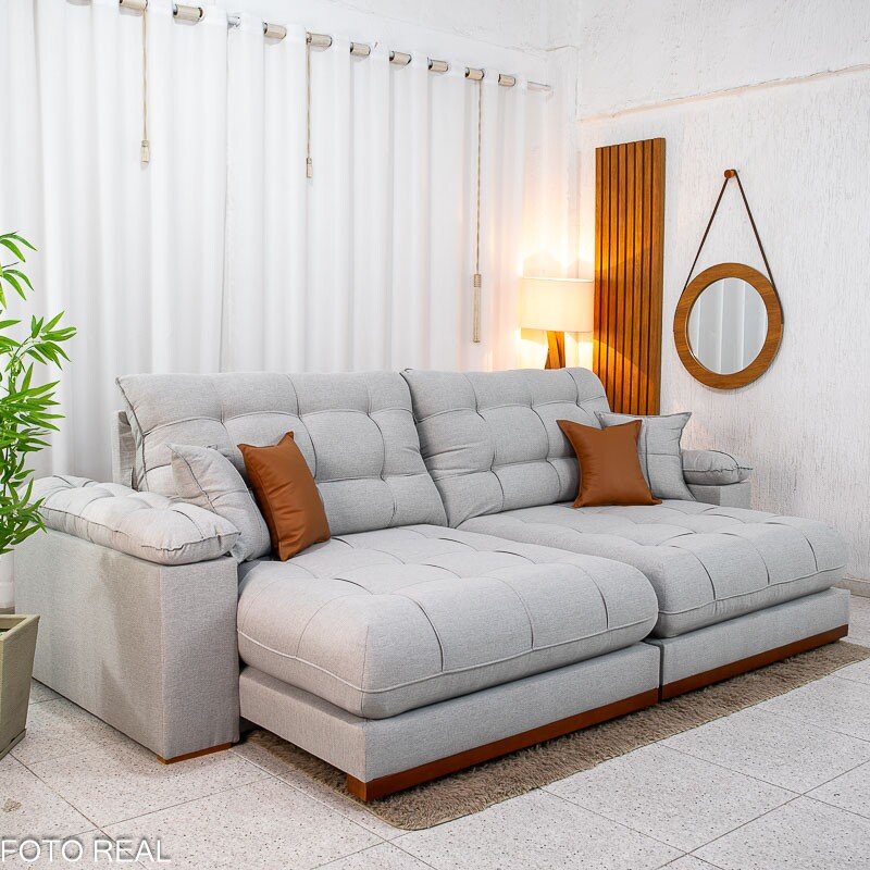 Sofá Retrátil Reclinável Malibu 2.90m Veludo Capuccino 828 - D33 e Molas Ensacadas - Imagem 10