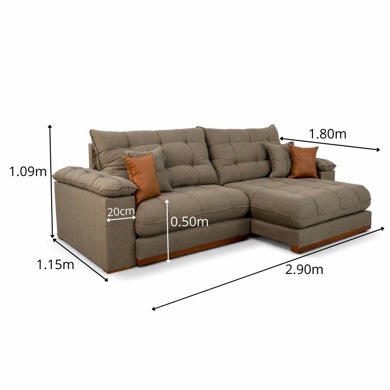 Sofá Retrátil Reclinável Verona 2.90m Linho Marrom D28 Soft - Molas Ensacadas - Imagem 2