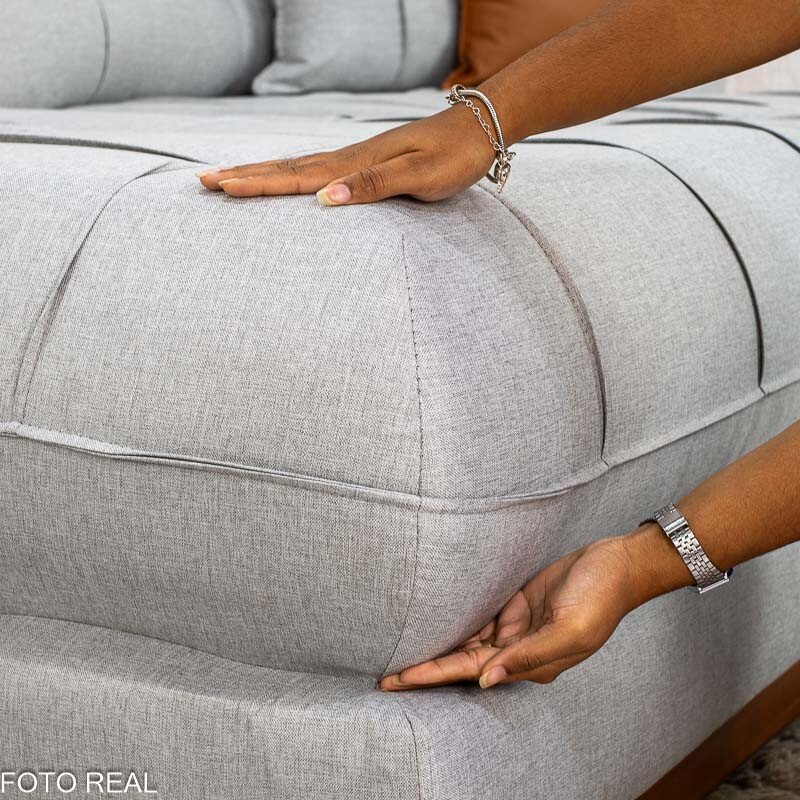 Sofá Retrátil Reclinável Verona 3.20m Linho Cinza Gelo 31 D28 Soft - Molas Ensacadas - Imagem 10