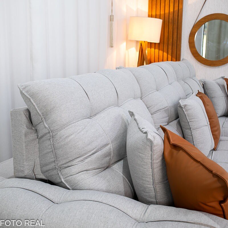 Sofá Retrátil Reclinável Verona 3.20m Linho Cinza Gelo 31 D28 Soft - Molas Ensacadas - Imagem 7
